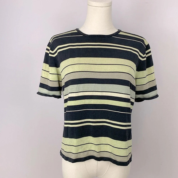 🌸Vintage Kasper 100% silk striped top - Picture 1 of 11